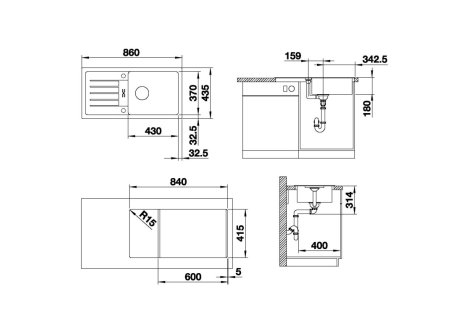 Blanco FAVUM XL 6 S + MIDA SILGRANIT-Look