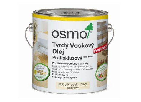 OSMO tvrdý voskový olej protiskluzový - Bezbarvá polomatná protiskluz, 2,5 l