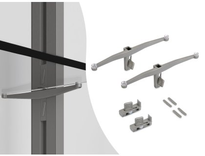 ZERO sada držáků pro skleněnou polici kamenná šedá