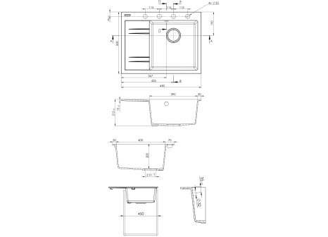 Set Sinks RIM 650 P + baterie VITALIA černá matná