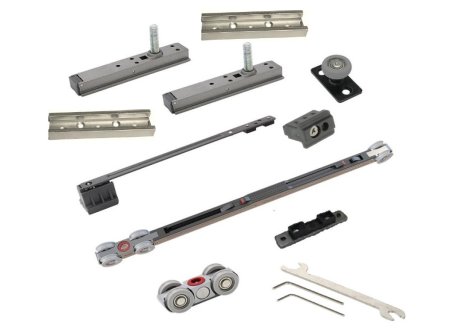 Cemux STARSHIP MINIMAL sada kování pro posuvné dřevěné dveře 60 kg tlumení černá mat