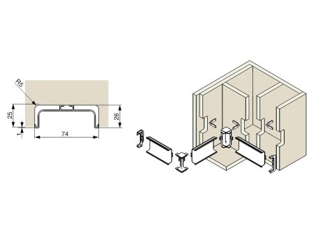 Gola zásuvkový C profil 2,9 m