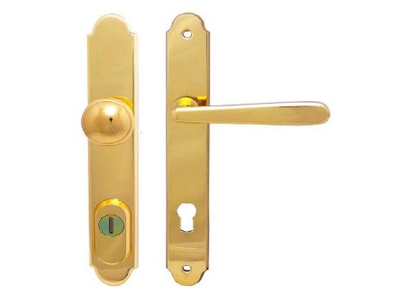 Individual bezpečnostní kování K1 klika/koule lesklá mosaz - 72 mm