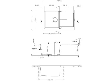 Set Sinks ULTIMA 790 + baterie ARCO černá matná