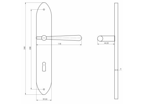 Casual štítové dveřní kování s pružinou klika/klika lesklý nikl - Vložka FAB, 72 mm