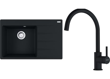 Franke dřez CNG 611-78 TL/2 odkap vpravo + FC 6018 - Černá, Černá matná