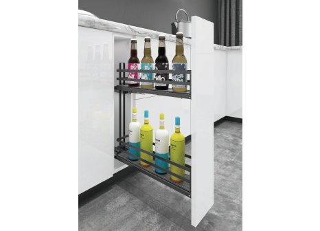 Cemux Classic dvojkoš plné dno s tlumením 200 mm antracit - Montáž výsuvu levý bok