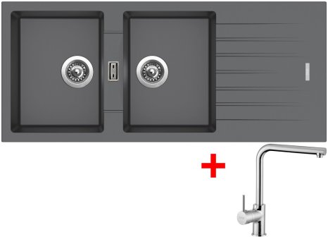 Sinks PERFECTO 1160 DUO + baterie ELKA chrom