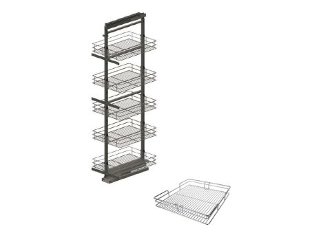 Kování pro potravinovou skříň grafit 1700-1850 drátěný koš s dotlumením - 300 mm