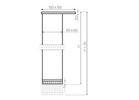 Nábytková nožka MO-R 60x60 rektifikace bílá mat