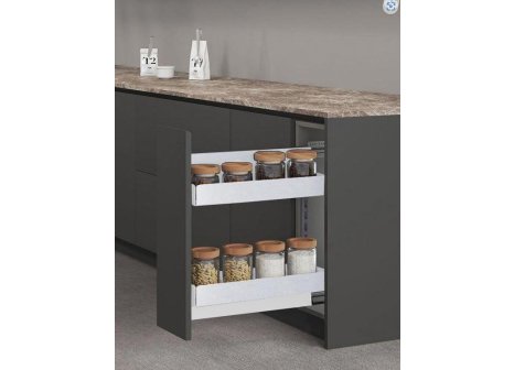 Cemux IRON Line 15-3D plné dno s tlumením bílá - Montáž výsuvu levý bok