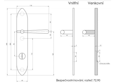Casual bezpečnostní kování klika/koule starobronz