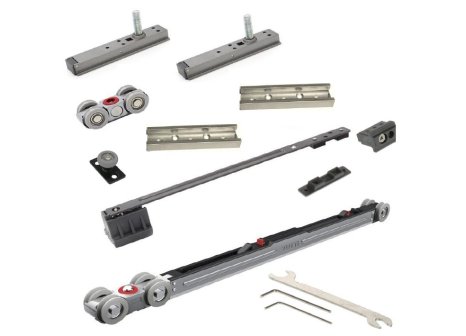 Cemux STARSHIP MINIMAL sada kování pro posuvné dřevěné dveře 100 kg tlumení černá