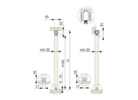 Cemux STARSHIP STANDARD sada kování pro posuvné dřevěné dveře 60kg s tlumením černá