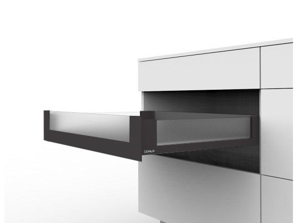 Cemux H Box SLIM vnitřní skleněné bočnice antracit H84/500 mm čelní sklo H54