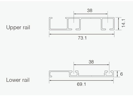 Cemux Linio TOP kolejnice vrchní montáž horní/spodní elox
