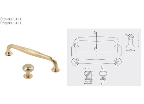 Úchytka Stilo zlatá broušená