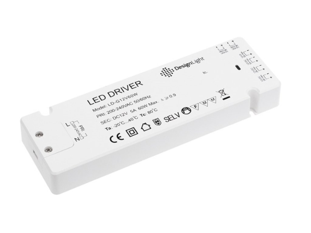 LED napáječ s 6 mini zásuvkami 60W bez kabelu