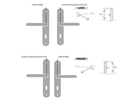 Individual štítové dveřní kování klika/klika lesklá mosaz