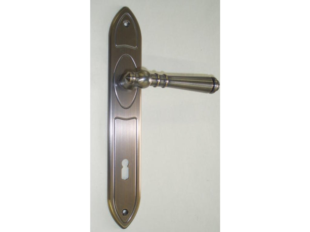 Tradition štítové dveřní kování s pružinou klika/koule starobronz