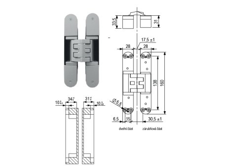 Závěs dveřní skrytý KUBICA K5080