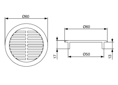 Větrací mřížka kulatá plastová pr.50mm