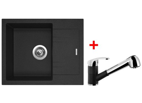 Sinks LINEA 600 + baterie Legenda S GR - komplet - Černá granitová, Granblack