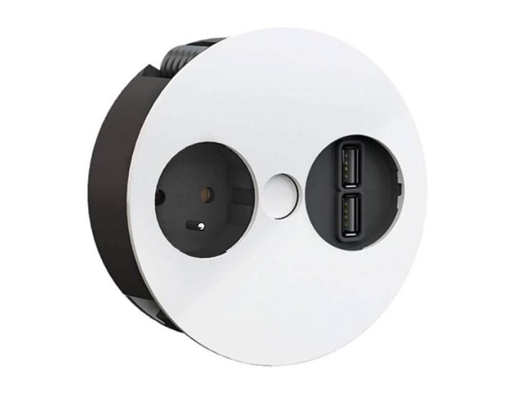 Elektro zásuvka Bachmann Twist 931.232 1 x 230V + 2 x USB bílá mat