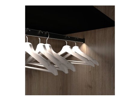 Šatní tyč s LED osvětlením čidlo PIR přívod zprava hliník