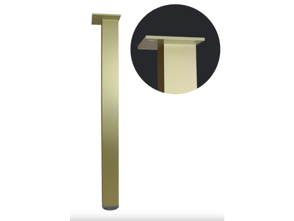 Stolová noha výška 820mm 60x60mm s regulací zlatá broušená