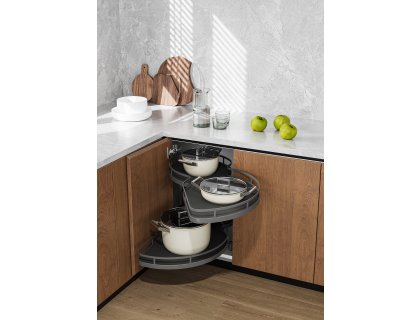 Cemux Corner Style rohové police s tlumením 1000 mm antracit dno levé