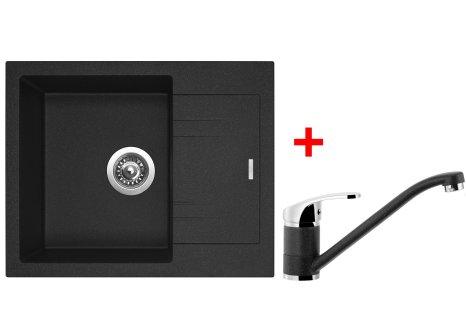 Sinks LINEA 600 + baterie PRONTO GR - komplet - Černá granitová, Granblack