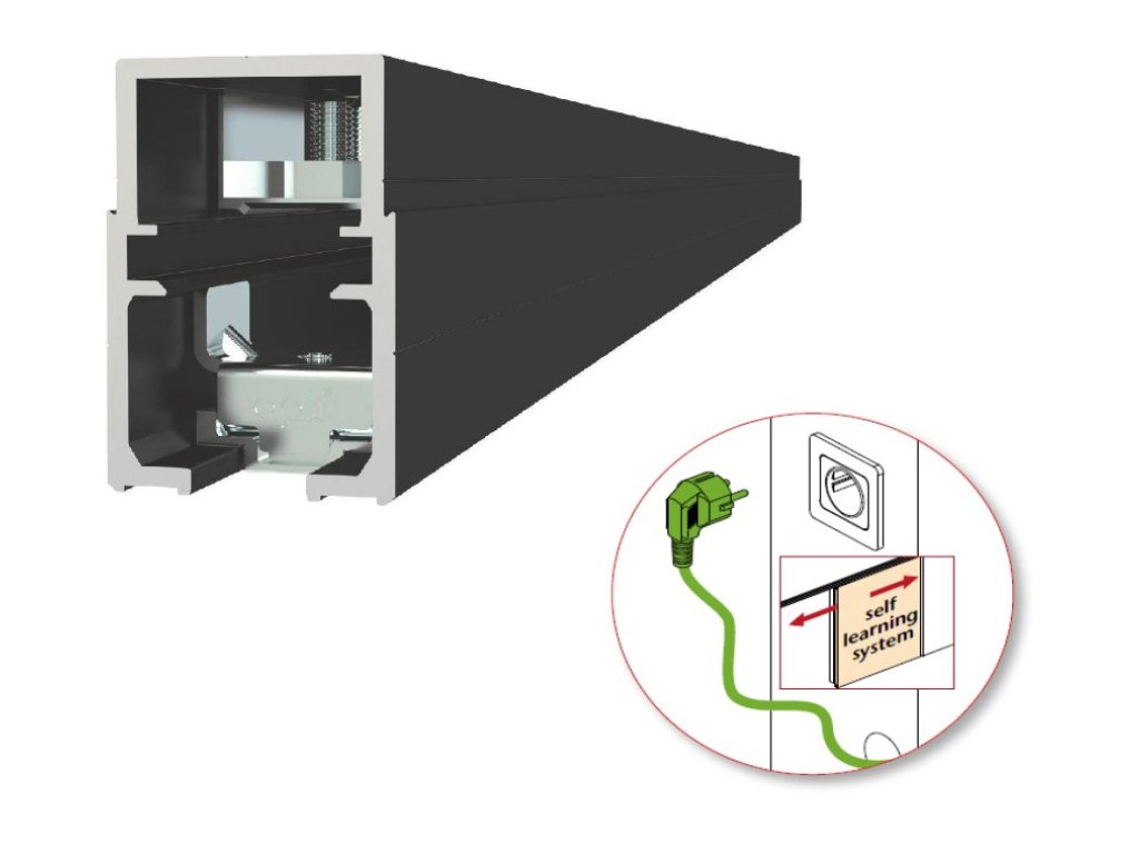 OPK EUROPE E-Space magnetický posuvný systém pro 1 křídlo délka 2 m