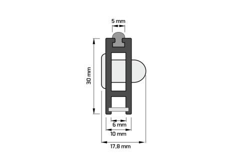 Šatní tyč s LED osvětlením čidlo PIR přívod zprava černá