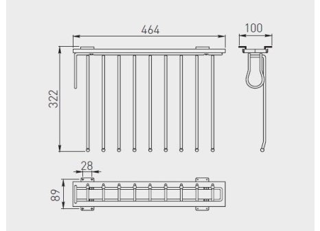 Věšák na kalhoty boční hliník / chrom
