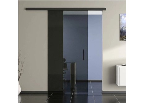 Cemux STARSHIP GLASS sada kování pro skleněné dveře 60 kg s tlumením, kolejnice černá mat - 200 cm