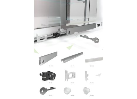 Virtus -  sada na posuvná skla do vitrín s možností uzamčení 1 m černá mat