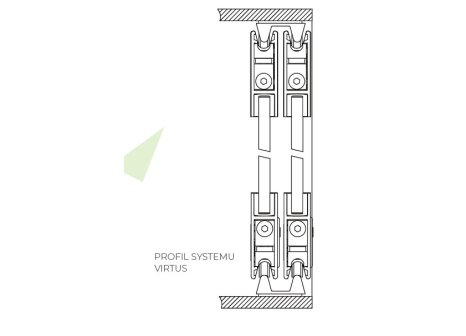 Virtus -  sada na posuvná skla do vitrín s možností uzamčení 1 m černá mat