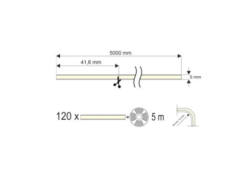 LED pásek COB SLIM 24V 11 W/m 384LED/m 5mm bílá teplá