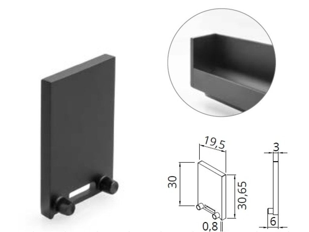 Art koncovka plná černá mat