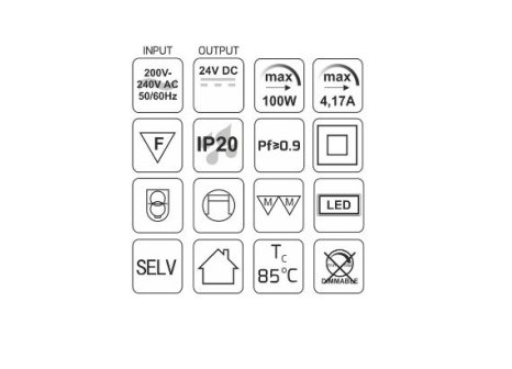 LED napáječ 24V 100W SLIM bez kabelu