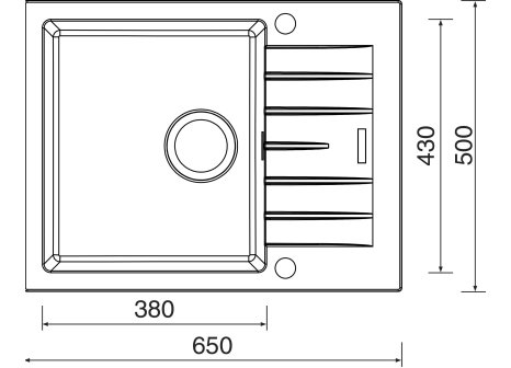 Set Sinks PERFECTO 650 + baterie ELASTA S nerez/černá