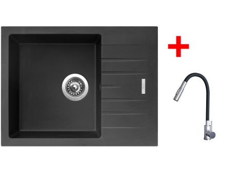 Set Sinks PERFECTO 650 + baterie ELASTA S nerez/černá - Pureblack