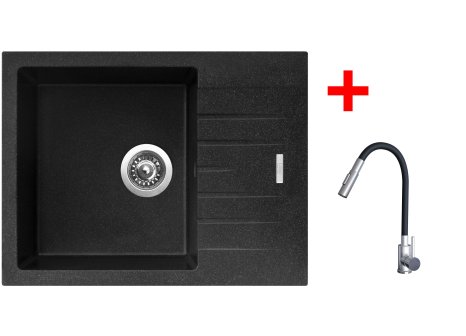 Set Sinks PERFECTO 650 + baterie ELASTA S nerez/černá