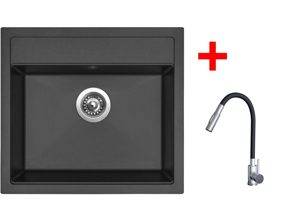 Set Sinks SOLO 560 + baterie ELASTA S nerez/černá
