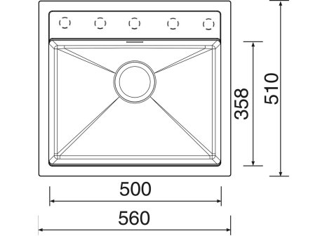 Set Sinks SOLO 560 + baterie ELASTA S nerez/černá