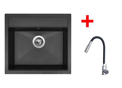 Set Sinks SOLO 560 + baterie ELASTA S nerez/černá