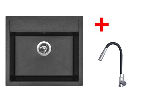 Set Sinks SOLO 560 + baterie ELASTA S nerez/černá