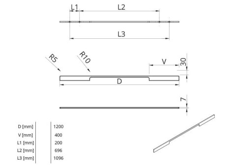 Úchytka Lipa chrom matný 1096 mm