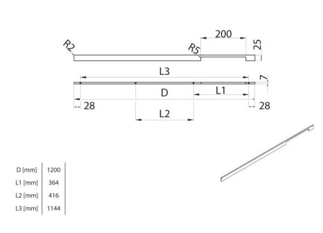 Úchytka Samba chrom matný 1144 mm